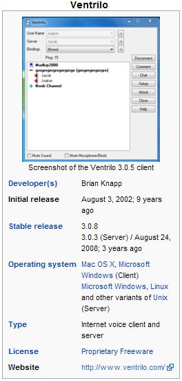 Ventrilo軟體界面及說明