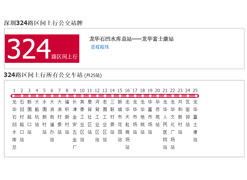 深圳公交324路區間