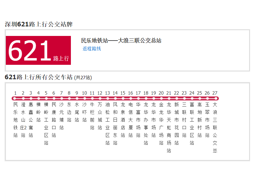 深圳公交621路