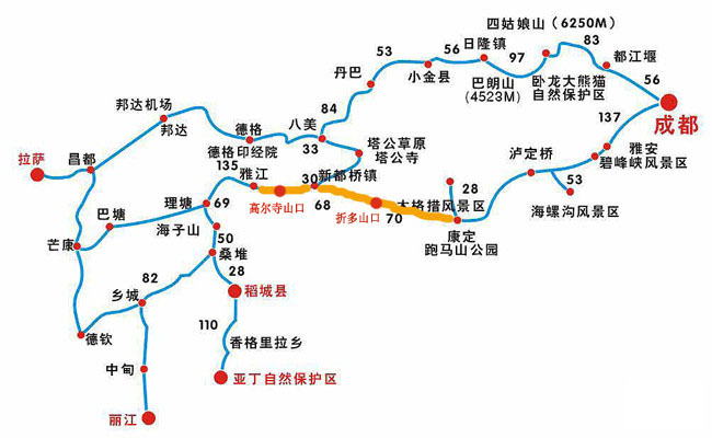 川藏南、北線路圖