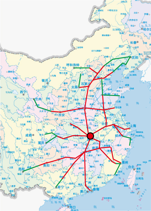 武漢高鐵樞紐在全國的位置